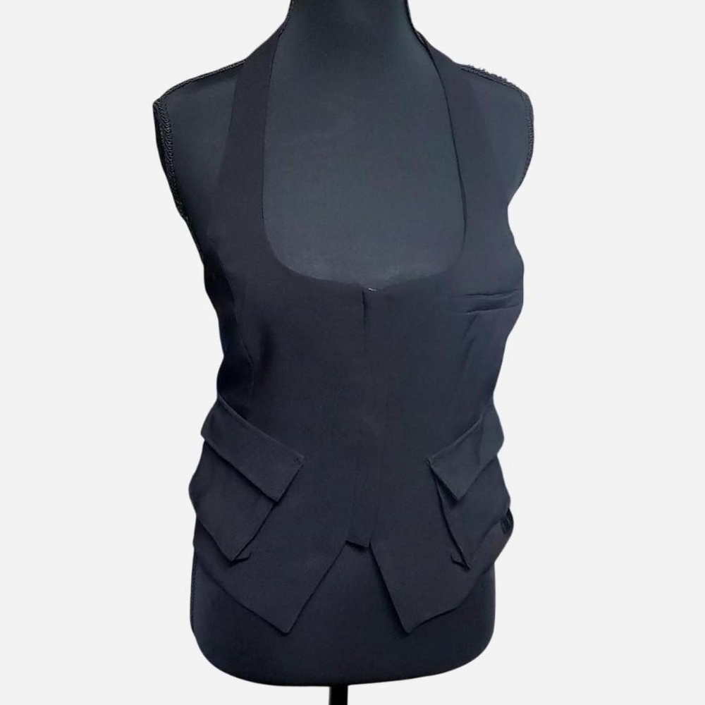 Love Tree Halter Zipped Vest Top Womens Small Black with Pockets Goth Whimsygoth
